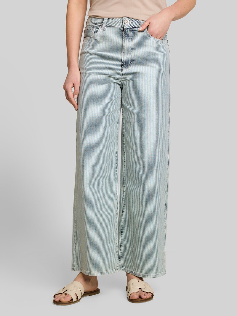 Tom Tailor TTNELMA CULOTTE Jeans mit Streifenmuster - Denim Offwhite Stripe