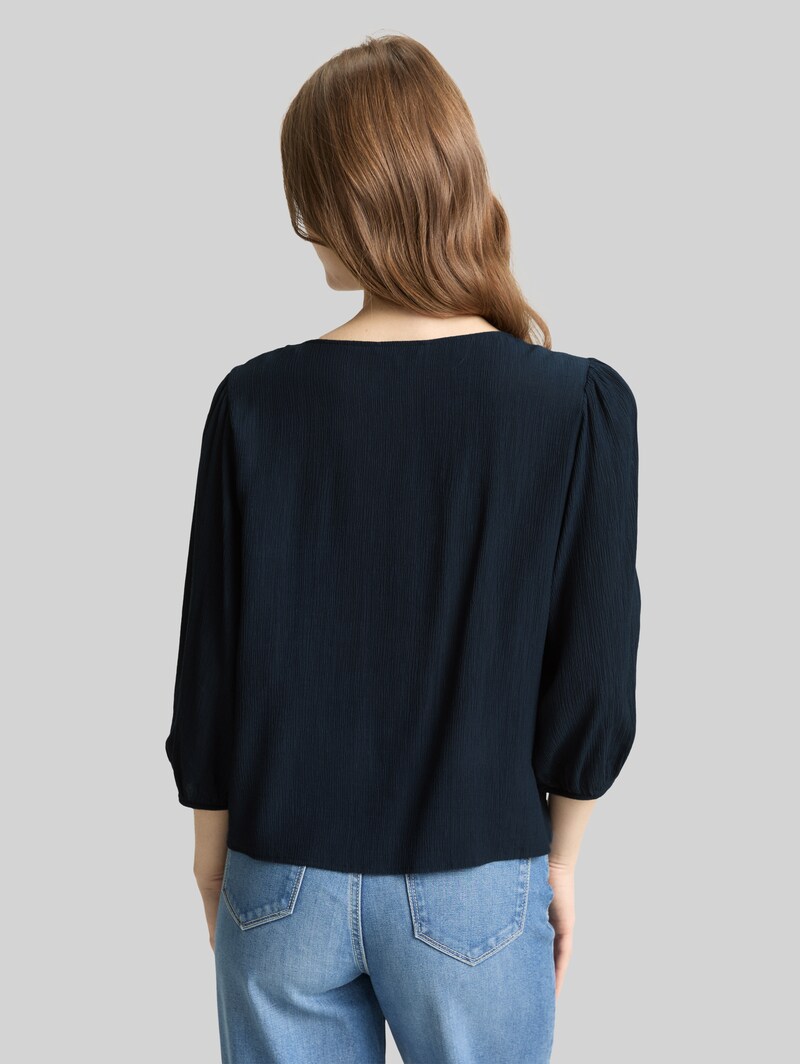 Tom Tailor Crinkle Bluse mit Knopfleiste - Sky Captain Blue