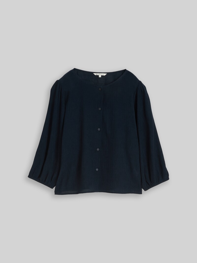 Tom Tailor Crinkle Bluse mit Knopfleiste - Sky Captain Blue