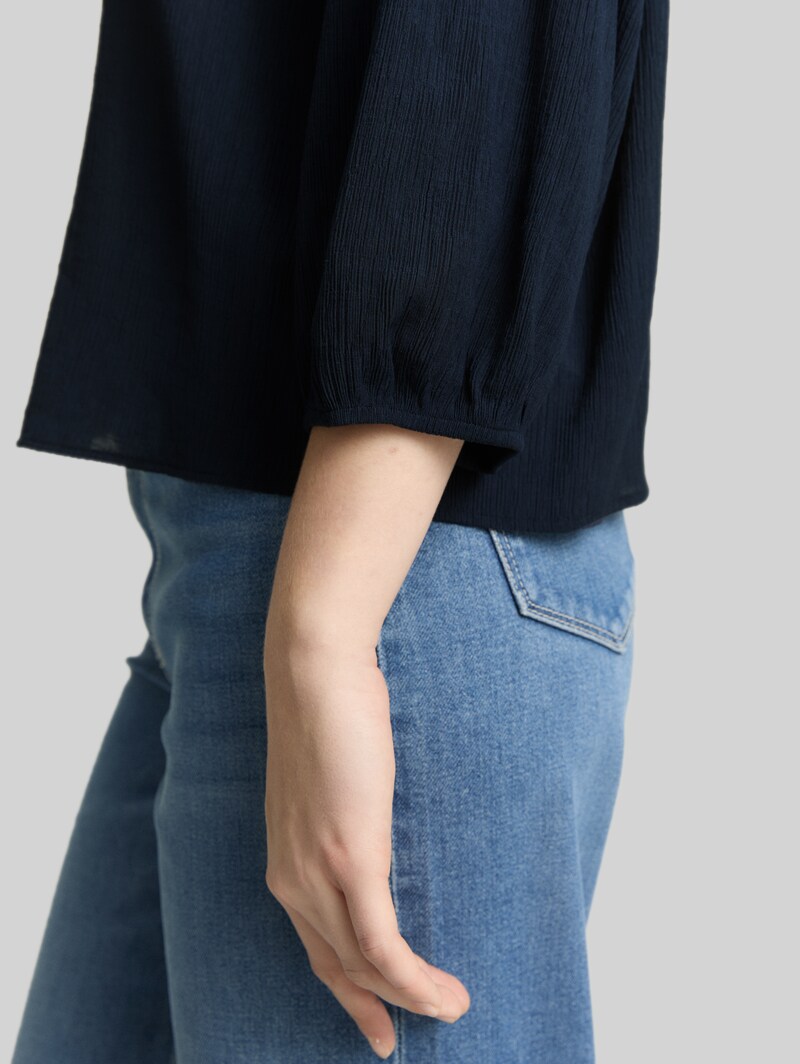 Tom Tailor Crinkle Bluse mit Knopfleiste - Sky Captain Blue