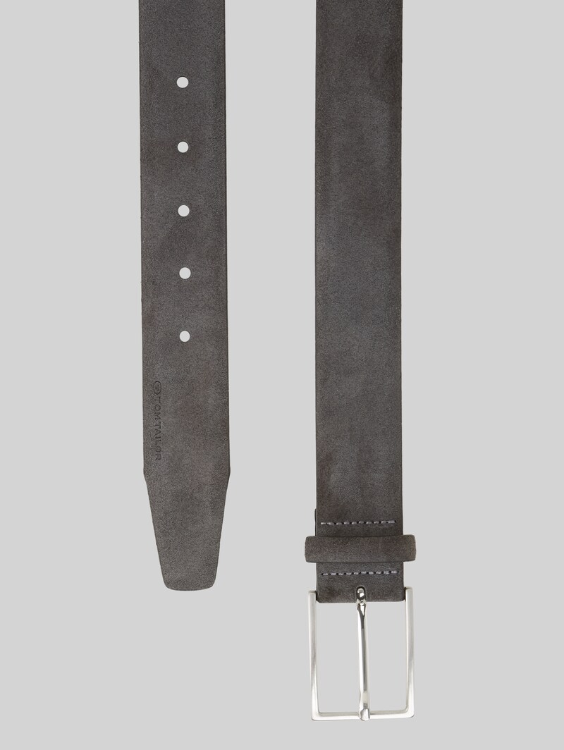 Tom Tailor TTLOGAN Velourledergürtel mit eckiger Dornschließe - Grey Uni Tom Tailor TTLOGAN Velourledergürtel mit eckiger Dornschließe - Grey Uni