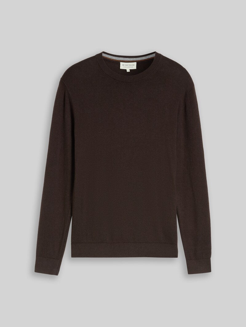 Tom Tailor Strickpullover mit Kaschmir-Anteil - Dark Chocolate Brown Melange
