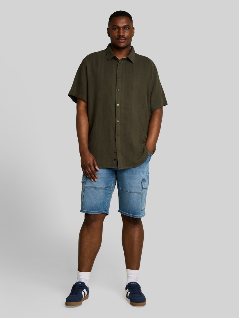 Tom Tailor Plus Size - Kurzarmhemd aus Baumwolle - Deep Leaf Green