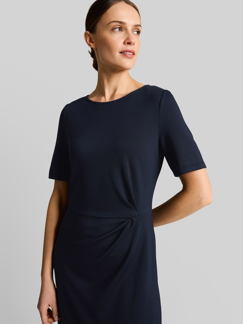 Tom Tailor Scuba Midi-Kleid mit Knoten-Detail - Sky Captain Blue