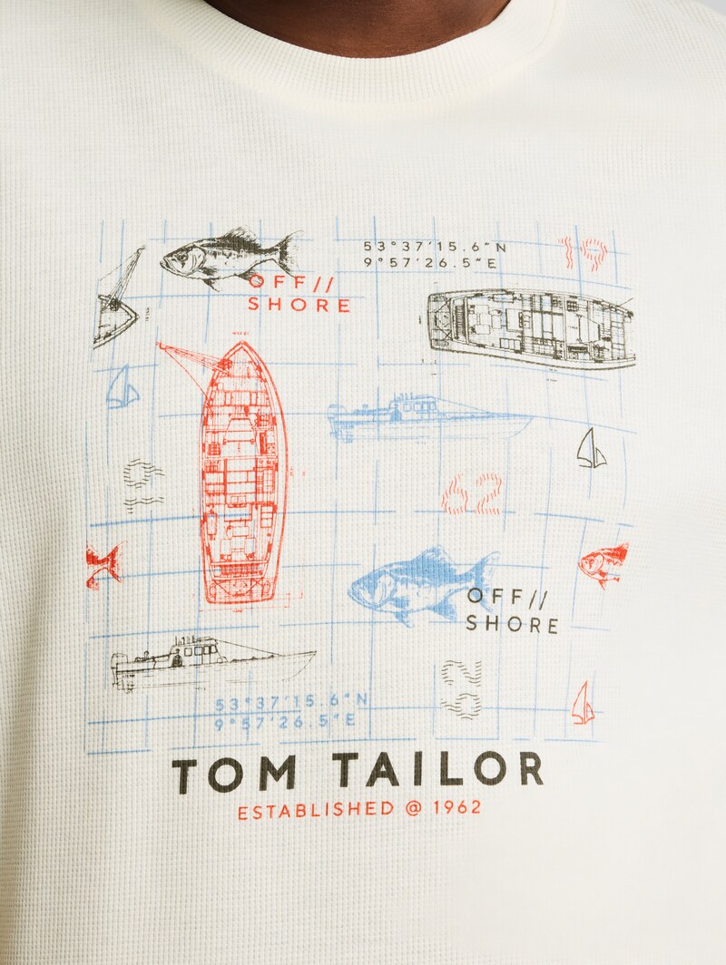 Tom Tailor Plus Size - T-Shirt mit Waffelstruktur - Gardenia White