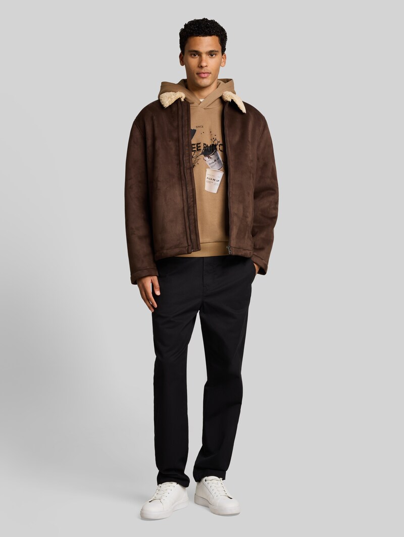 Tom Tailor Relaxed Fit Hoodie Sweatshirt mit Print - Malt Brown