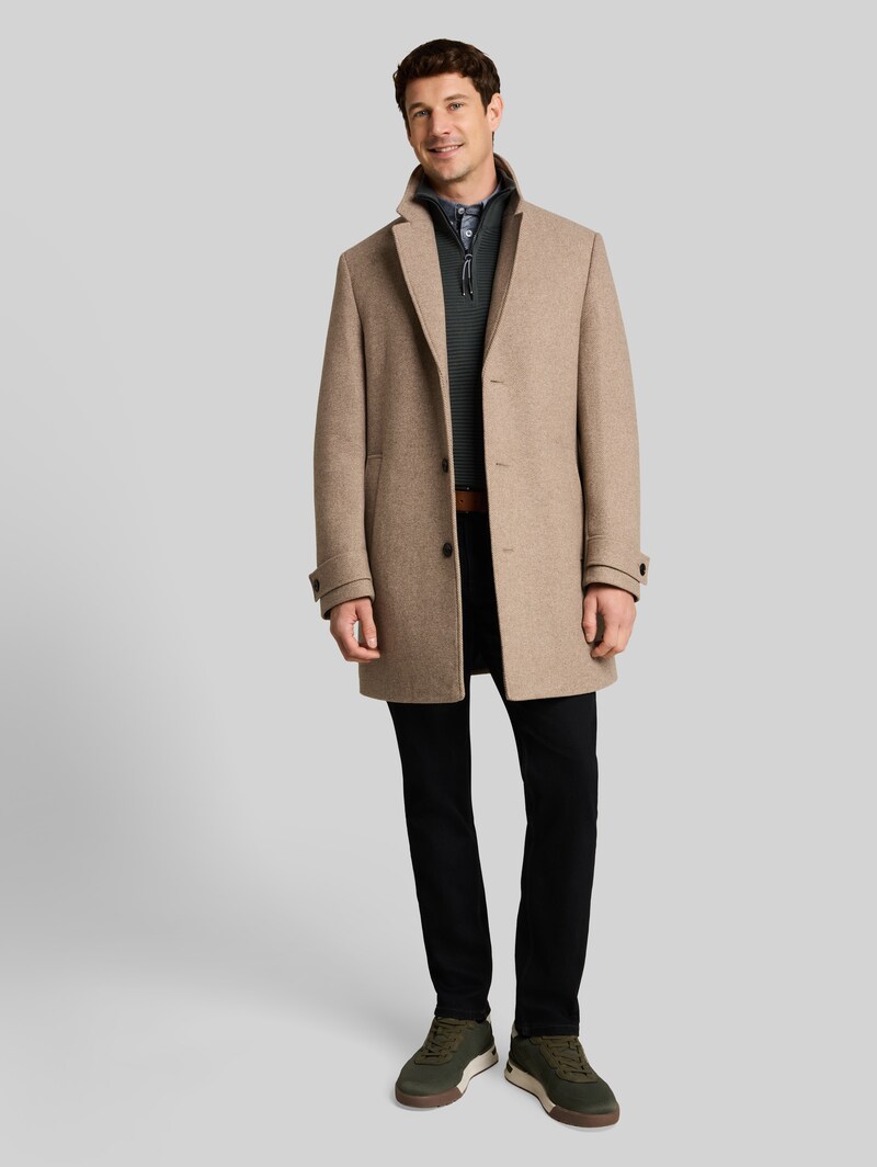 Tom Tailor Wollmantel mit Reverskragen - Mid Beige Melange Twill