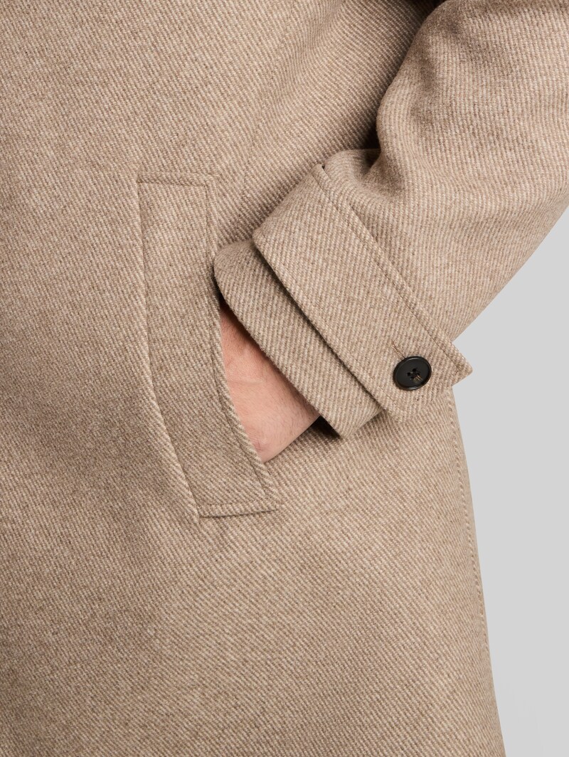 Tom Tailor Wollmantel mit Reverskragen - Mid Beige Melange Twill