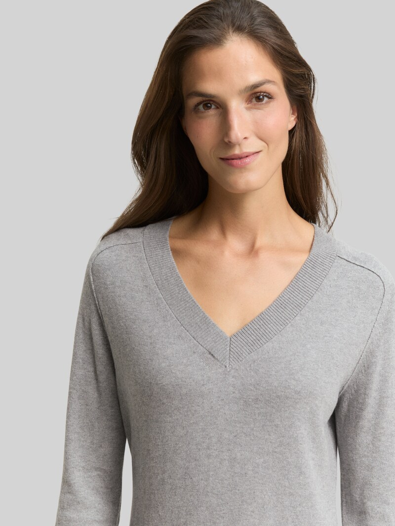 Tom Tailor Strickkleid mit Kaschmir-Anteil - Medium Silver Grey Melange