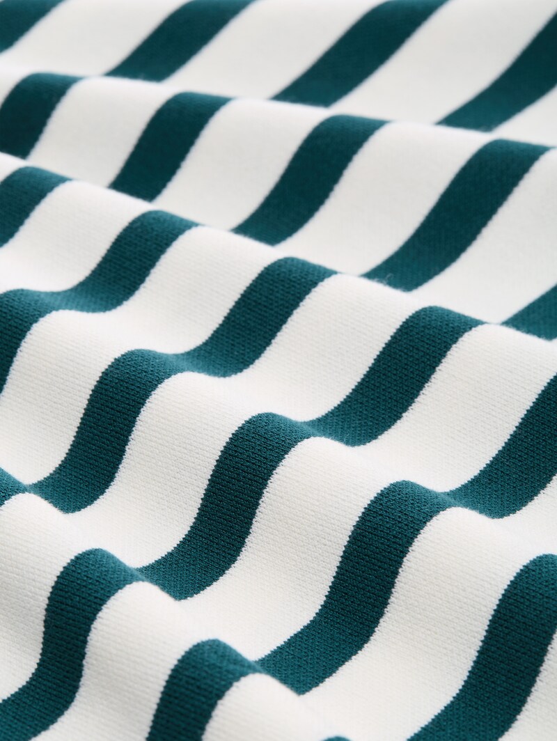 Tom Tailor Strickpullover mit Streifenmuster - White Green Knit Stripe
