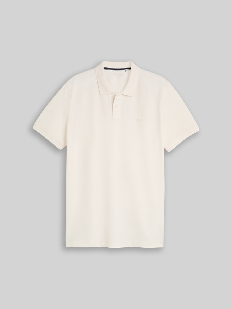 Tom Tailor Piqué Poloshirt mit Logo-Stickerei - Gardenia White