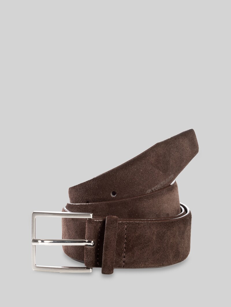 Tom Tailor TTLOGAN Velourledergürtel mit eckiger Dornschließe - Dark Brown Uni
