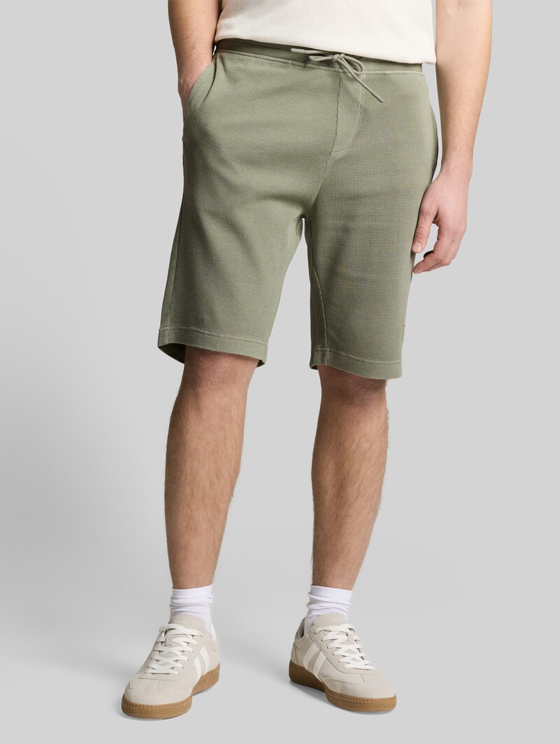 Tom Tailor Shorts mit Waffelstruktur - Greyish Shadow Olive