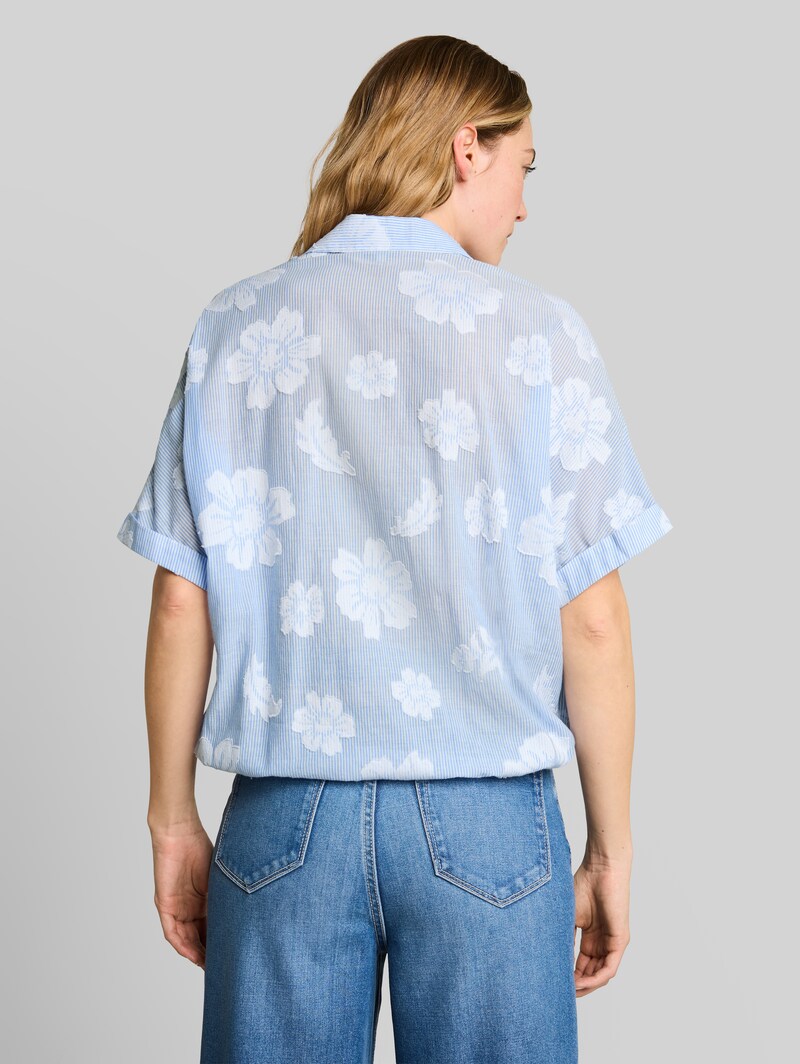 Tom Tailor Oversize Bluse mit Blumenmuster - Blue Flower Dobby
