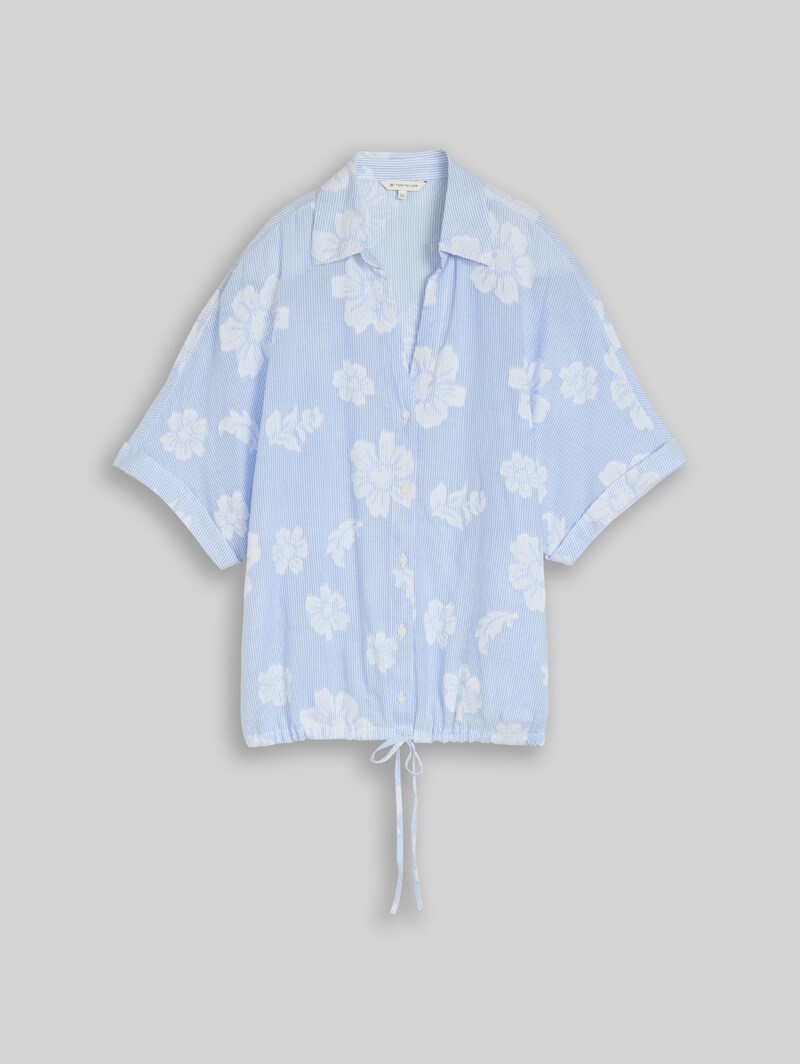 Tom Tailor Oversize Bluse mit Blumenmuster - Blue Flower Dobby