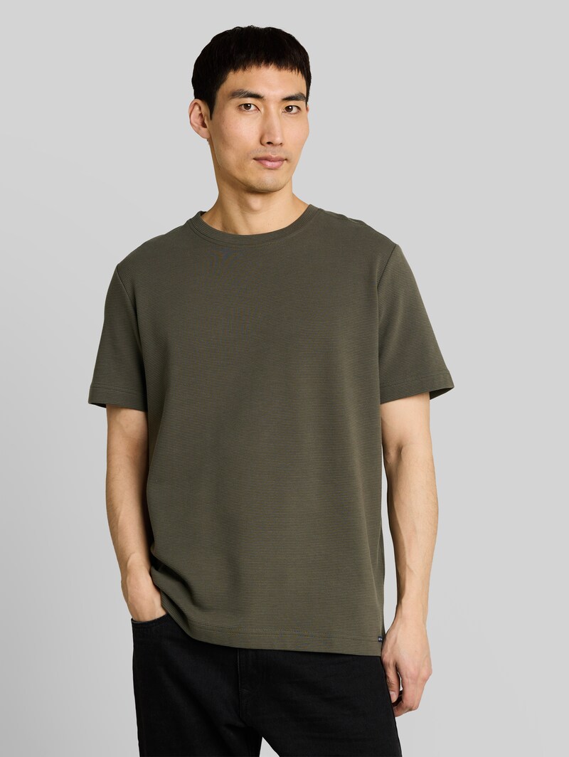 Tom Tailor T-Shirt aus Baumwolle - Leaf Green Ottoman Tom Tailor T-Shirt aus Baumwolle - Leaf Green Ottoman