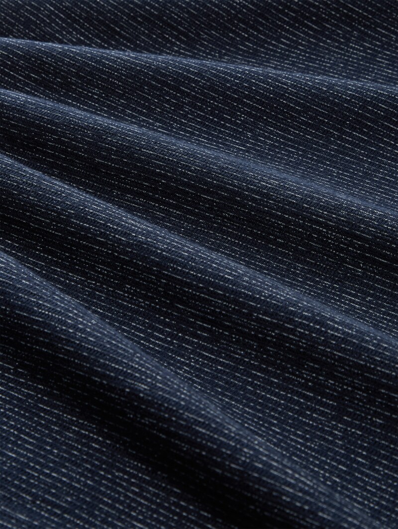 Tom Tailor Henley T-Shirt in Melange-Optik - White Navy Inject Stripe