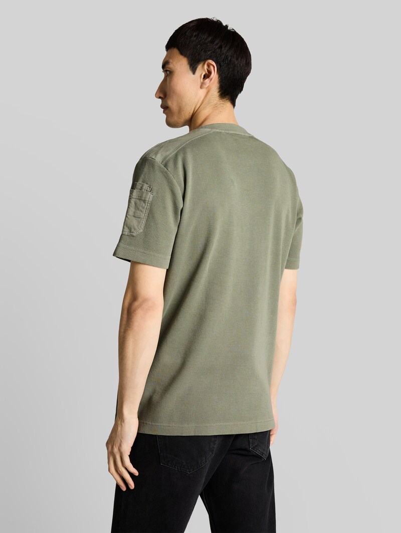 Tom Tailor T-Shirt mit Waffelstruktur - Greyish Shadow Olive