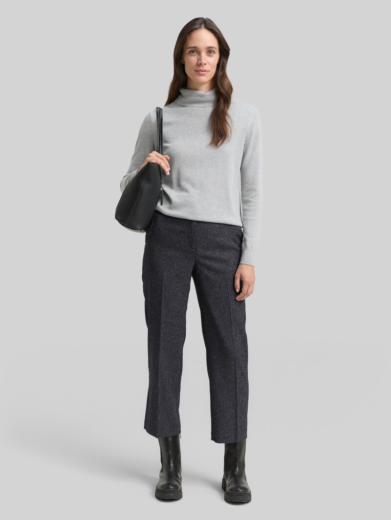 Tom Tailor TTMIA STRAIGHT Hose in Melange-Optik - Lunar Eclipse Blue Structure