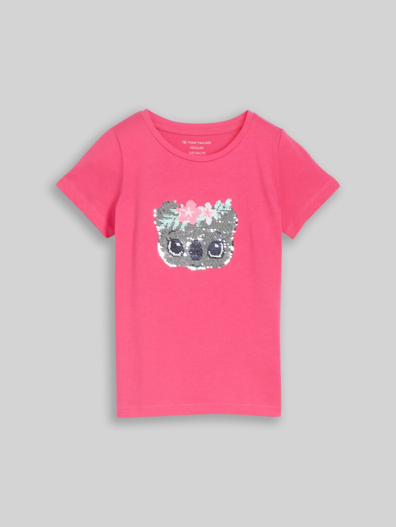 Tom Tailor T-Shirt mit Wendepailletten - Flashy Pink