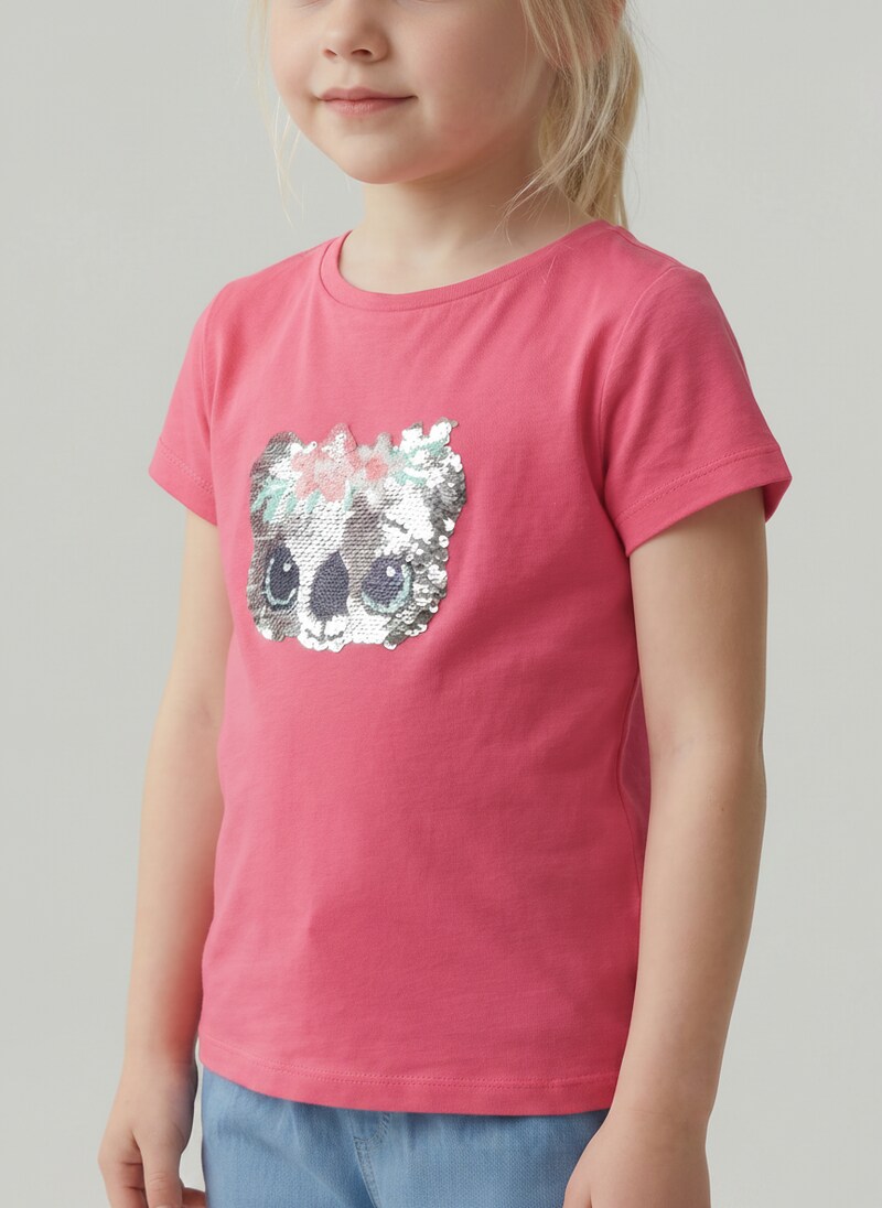 Tom Tailor T-Shirt mit Wendepailletten - Flashy Pink