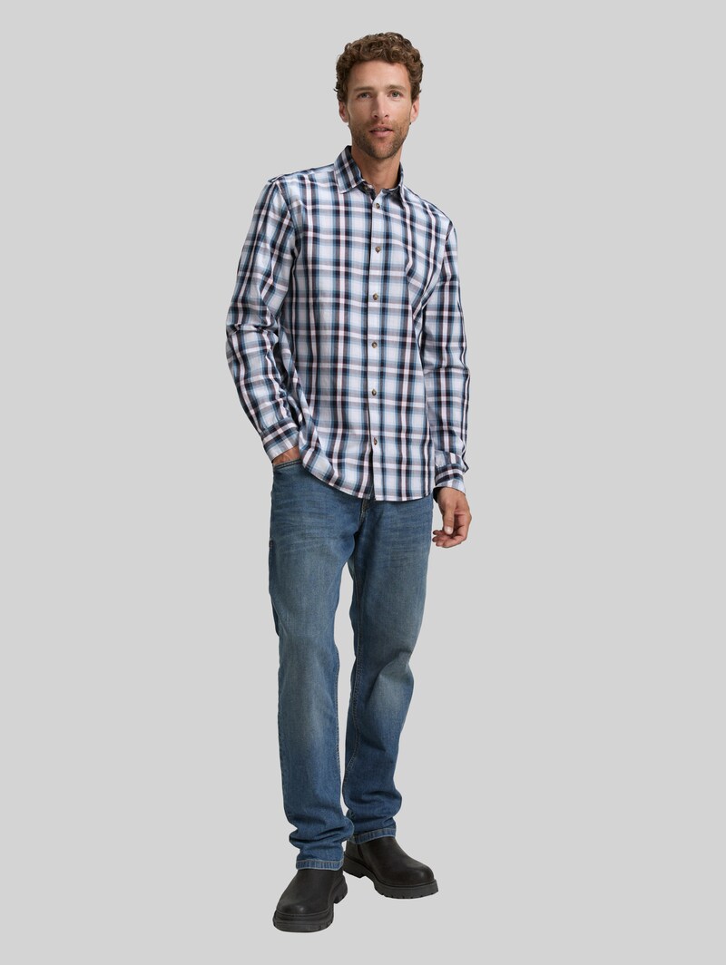 Tom Tailor Regular Fit Hemd mit Karo-Muster - White Blue Shades Check