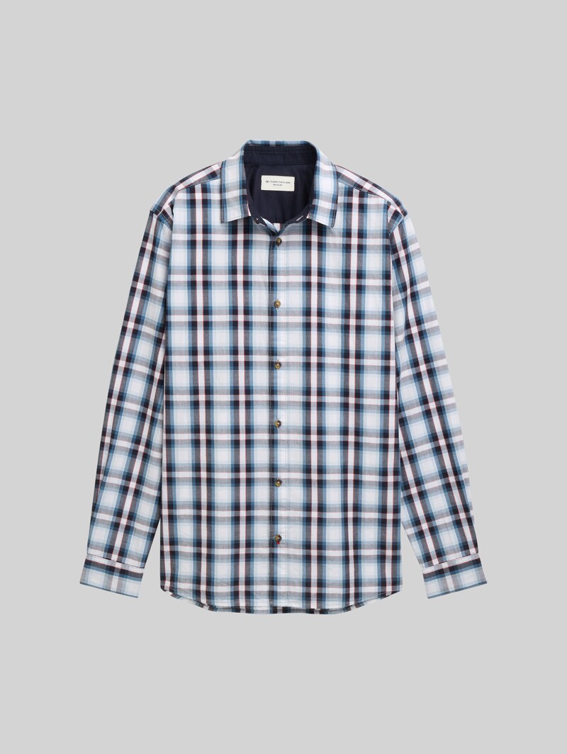 Tom Tailor Regular Fit Hemd mit Karo-Muster - White Blue Shades Check