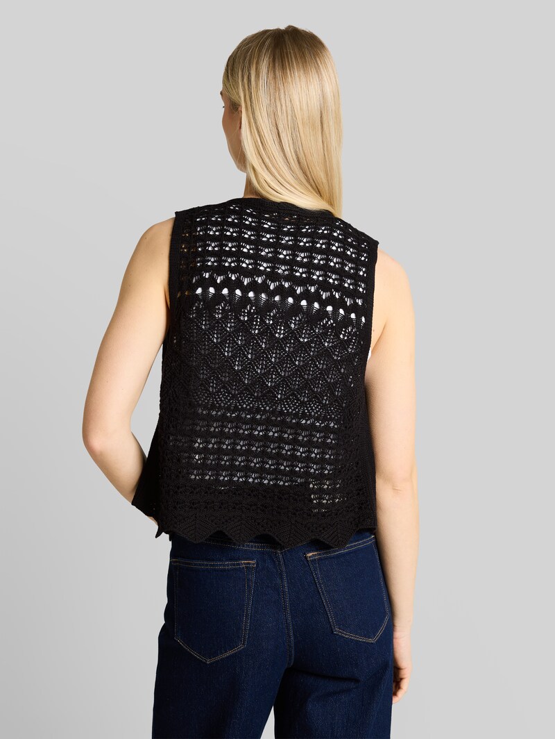 Tom Tailor Strickwesten mit Lochmuster - Deep Black