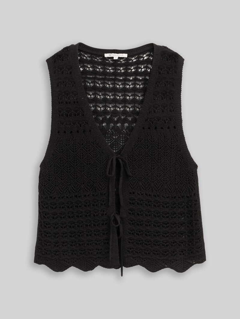 Tom Tailor Strickwesten mit Lochmuster - Deep Black