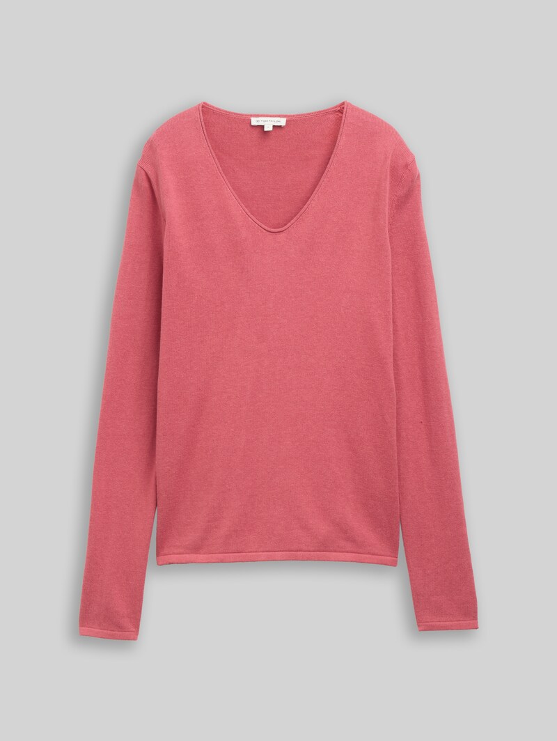 Tom Tailor Pullover mit V-Ausschnitt - Cozy Pink