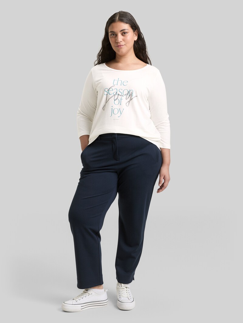 Tom Tailor Plus Size - Langarmshirt mit Print - Soft Clear White