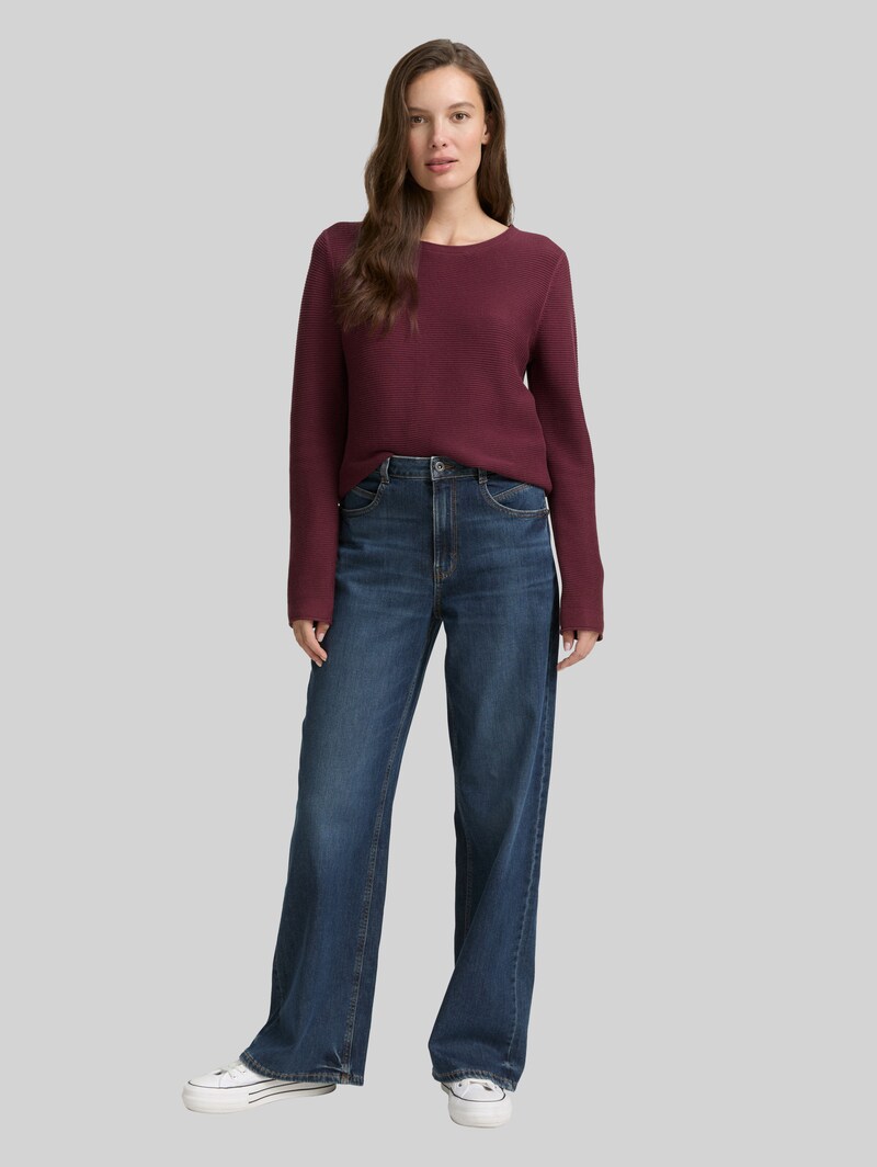 Tom Tailor Strickpullover aus Baumwolle - Bordeaux Red