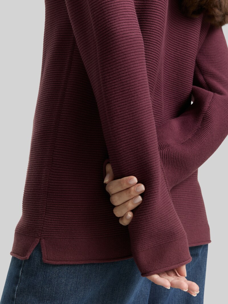 Tom Tailor Strickpullover aus Baumwolle - Bordeaux Red