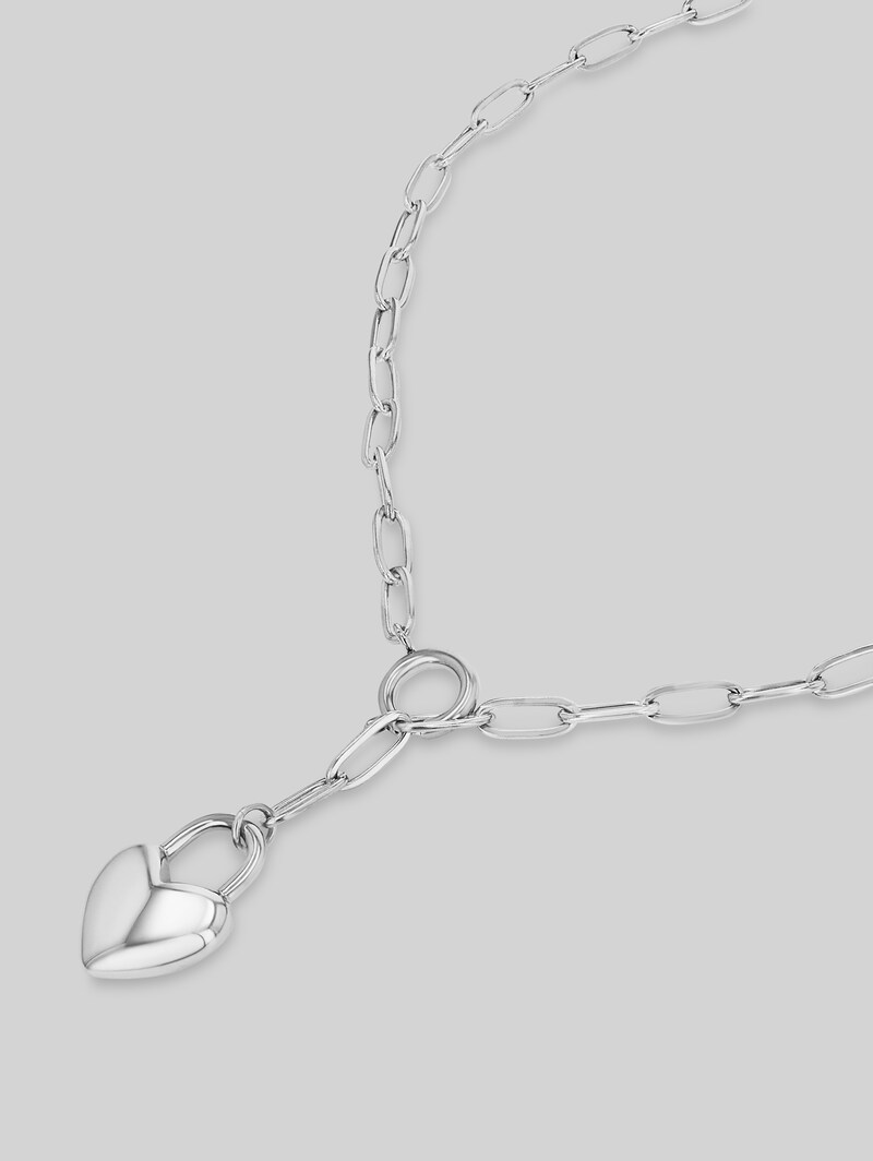 Tom Tailor Halskette mit Herz Anhänger aus Edelstahl silber - Silver