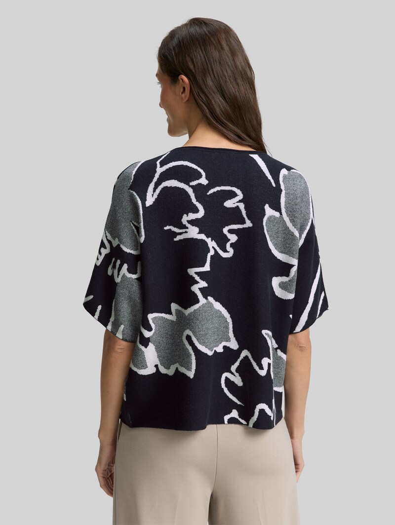 Tom Tailor Loose Fit Strickpullover mit Muster - Floral Knit Jacquard Design