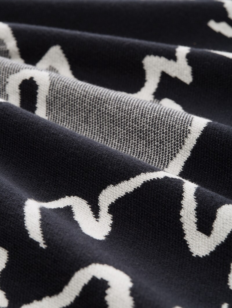 Tom Tailor Loose Fit Strickpullover mit Muster - Floral Knit Jacquard Design