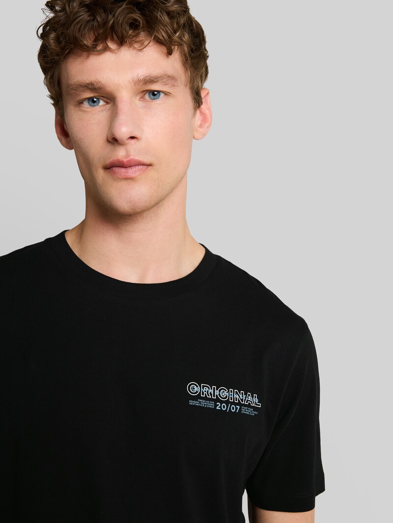Tom Tailor Basic T-Shirt mit Logo-Print - Deep Sea Black