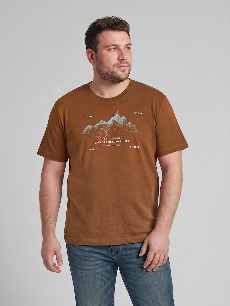Tom Tailor Plus Size - T-Shirt mit Print - Brown Olive Injected Stripe Tom Tailor Plus Size - T-Shirt mit Print - Brown Olive Injected Stripe