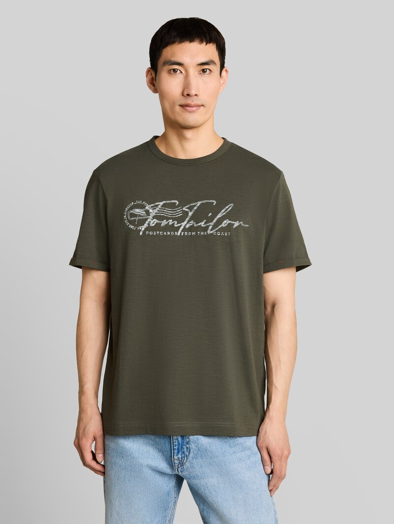 Tom Tailor T-Shirt mit Logo-Print - Deep Leaf Green Tom Tailor T-Shirt mit Logo-Print - Deep Leaf Green