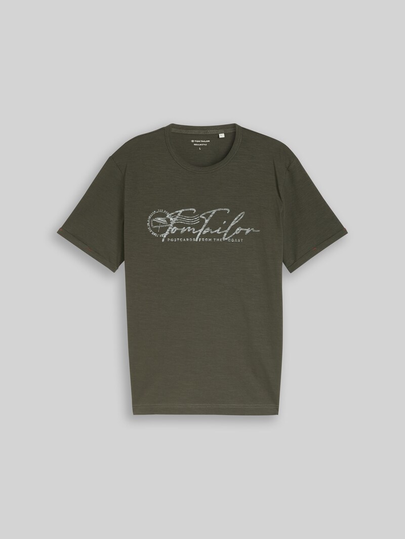Tom Tailor T-Shirt mit Logo-Print - Deep Leaf Green