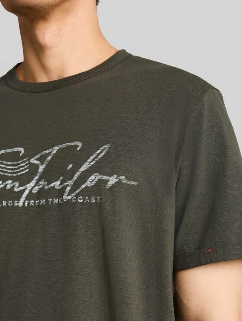 Tom Tailor T-Shirt mit Logo-Print - Deep Leaf Green