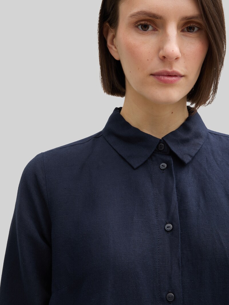 Tom Tailor Blusenkleid mit Leinenanteil - Sky Captain Blue
