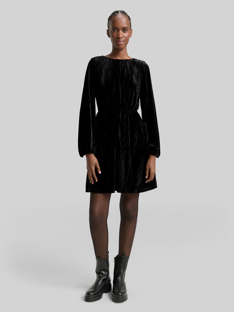 Tom Tailor Mini-Samtkleid mit Schleifen-Detail - Deep Black
