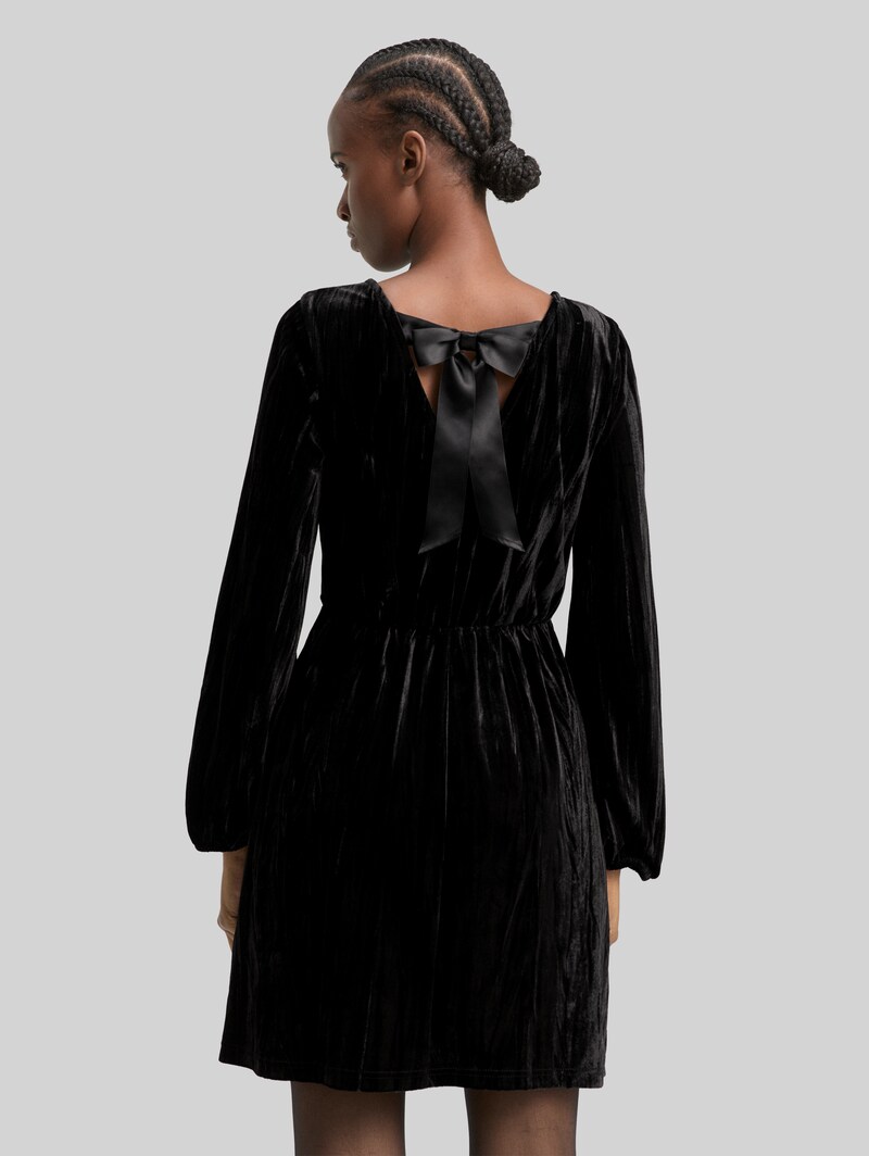 Tom Tailor Mini-Samtkleid mit Schleifen-Detail - Deep Black
