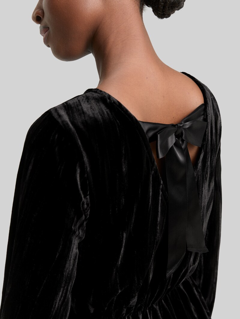 Tom Tailor Mini-Samtkleid mit Schleifen-Detail - Deep Black