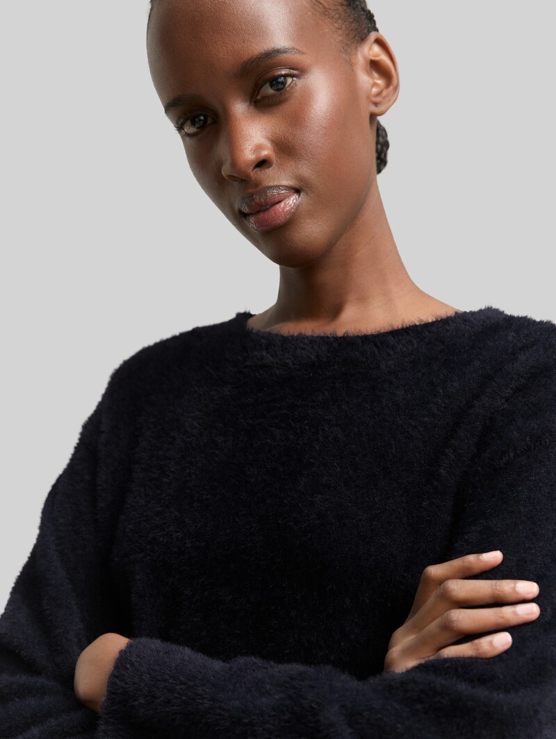 Tom Tailor Strickpullover aus Federgarn - Deep Black