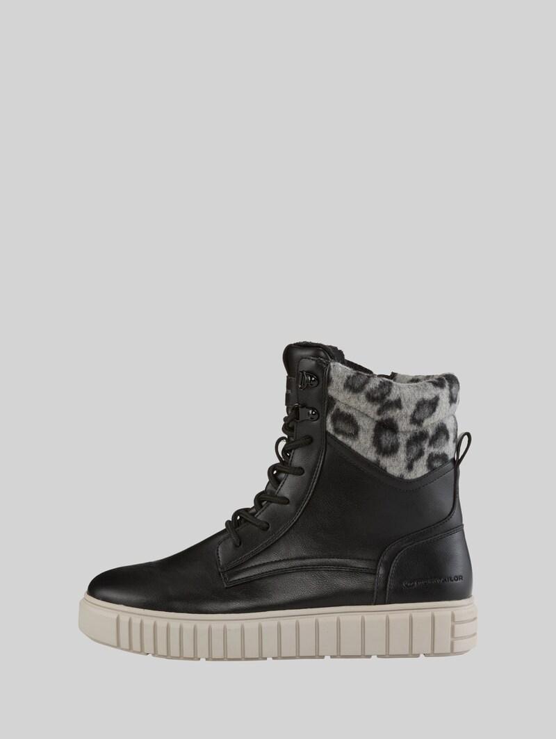 Tom Tailor Gefütterte Stiefelette mit Leo-Detail - Black