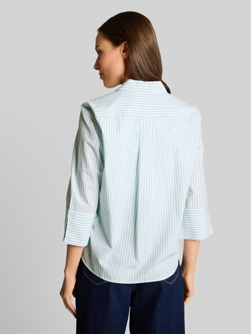 Tom Tailor Popeline Hemdbluse mit 3/4-Arm - Blue Haze White Thin Stripe