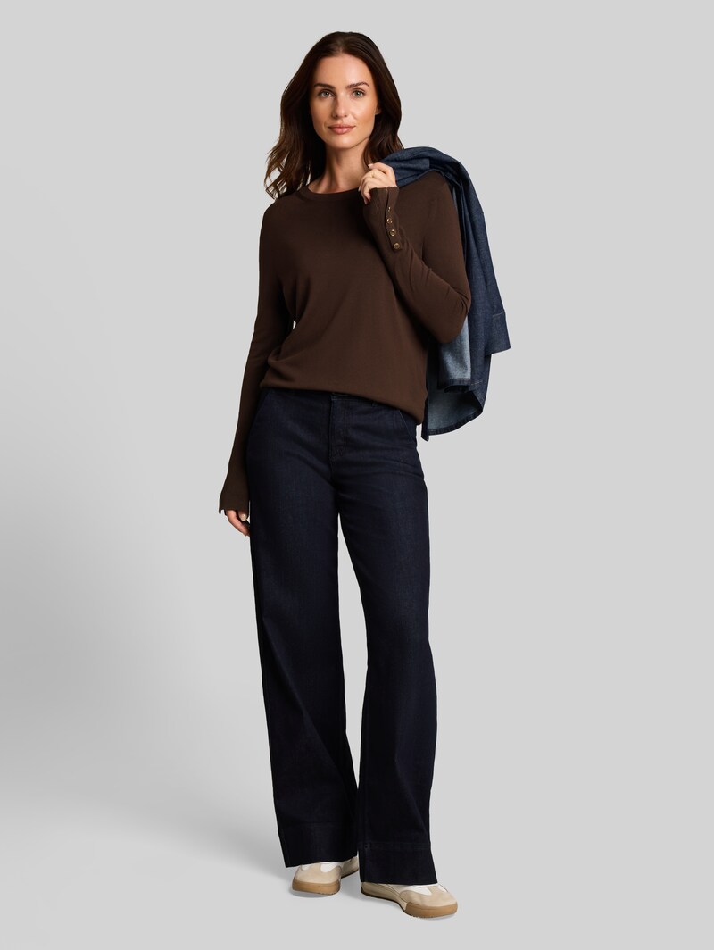 Tom Tailor Strickpullover mit Knopf-Details - Java Dark Brown