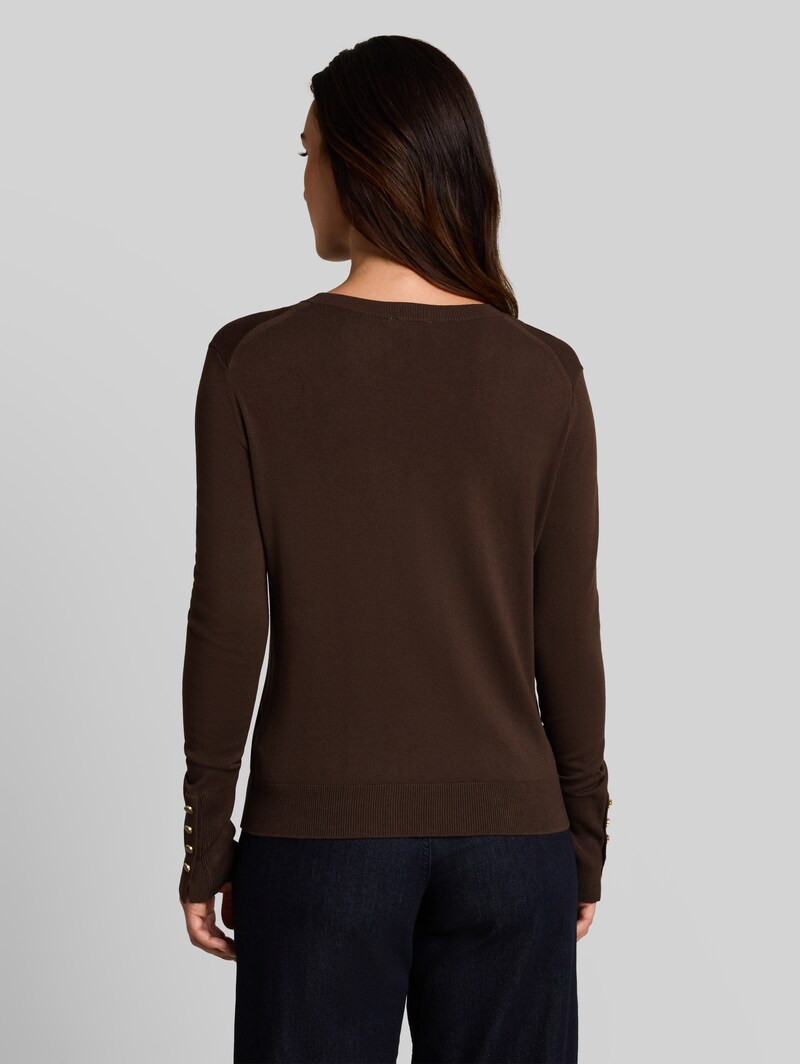 Tom Tailor Strickpullover mit Knopf-Details - Java Dark Brown